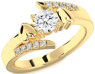 Diamond Gold Heart Solitaire Engagement Ring