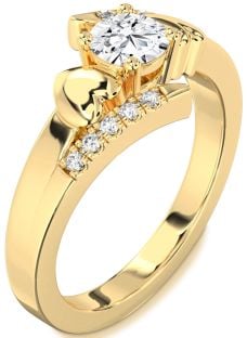 Diamond Gold Heart Solitaire Engagement Ring
