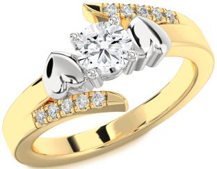 Diamond White Yellow Gold Heart Solitaire Engagement Ring