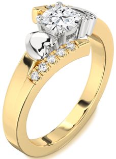 Diamond White Yellow Gold Heart Solitaire Engagement Ring