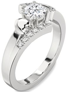 Diamond White Gold Heart Solitaire Engagement Ring