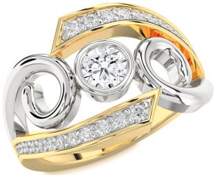 Diamond White Yellow Gold Round Solitaire Engagement Ring