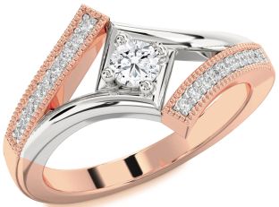 Diamond Platinum & Rose Gold Round Promise Ring