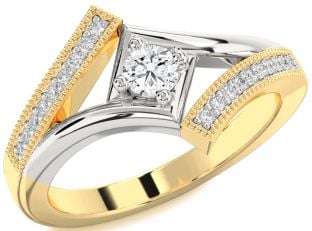 Diamond Platinum & Yellow Gold Round Promise Ring