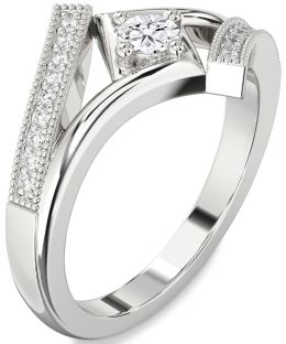 Diamond Platinum Round Promise Ring