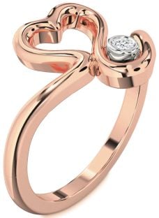 Diamond White Rose Gold Heart Promise Ring