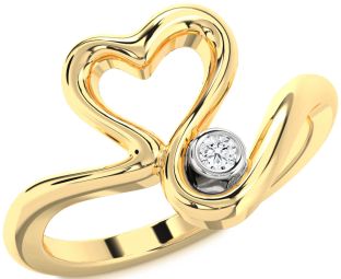 Diamond White Yellow Gold Heart Promise Ring