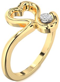 Diamond Platinum & Yellow Gold Heart Promise Ring