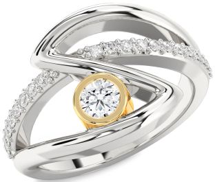 Diamond Silver & 10K gold Round Promise Ring