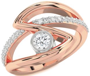 Diamond Platinum & Rose Gold Round Promise Ring