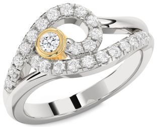Diamond Silver & 10K gold Round Promise Ring