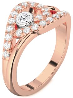 Diamond White Rose Gold Round Promise Ring