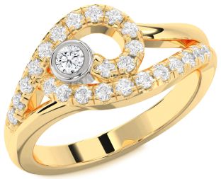 Diamond Platinum & Yellow Gold Round Promise Ring