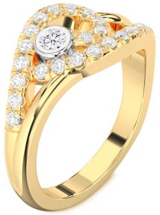 Diamond White Yellow Gold Round Promise Ring