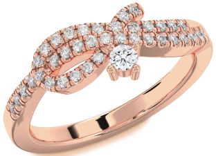 Diamond Rose Gold Knot Round Promise Ring