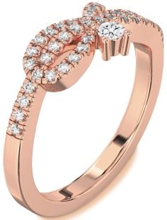 Diamond Rose Gold Knot Round Promise Ring