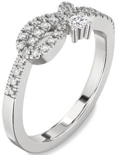 Diamond White Gold Knot Round Promise Ring