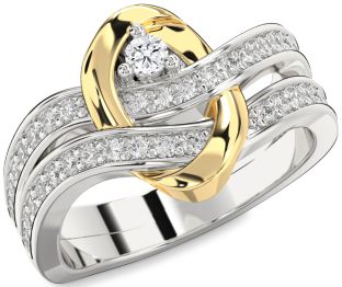 Diamond Silver & 10K gold Round Promise Ring