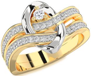 Diamond Platinum & Yellow Gold Round Promise Ring