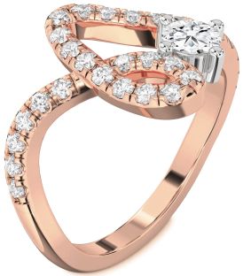 Diamond White Rose Gold Round Pave Promise Ring