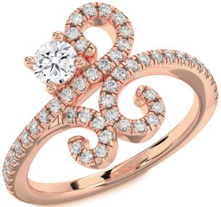 Diamond Rose Gold Round Pave Promise Ring