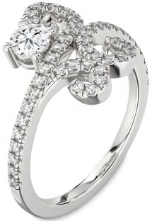 Diamond Platinum Round Pave Promise Ring