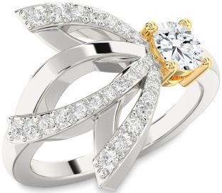 Diamond Silver & 10K gold Round Promise Ring