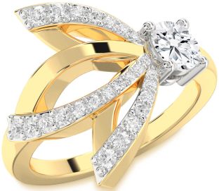 Diamond White Yellow Gold Round Promise Ring