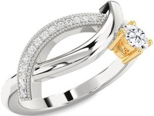 Diamond Silver & 10K gold Round Promise Ring