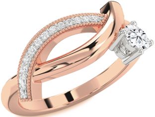 Diamond Platinum & Rose Gold Round Promise Ring