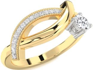 Diamond Platinum & Yellow Gold Round Promise Ring