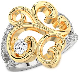 Diamond Silver & 10K gold Round Promise Ring