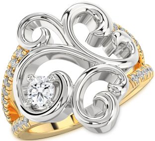 Diamond White Yellow Gold Round Promise Ring