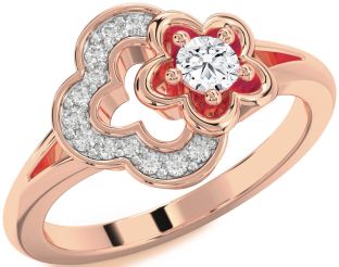 Diamond Rose Gold Flower Round Ring