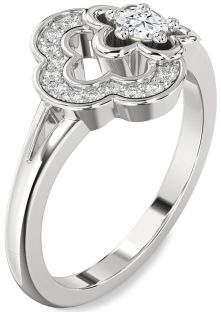 Diamond White Gold Flower Round Ring