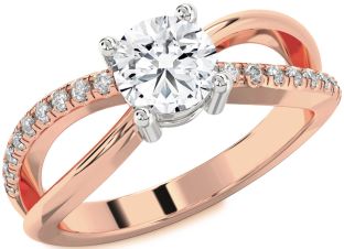 Diamond White Rose Gold Round Solitaire Engagement Ring