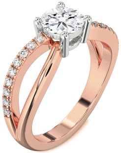 Diamond Platinum & Rose Gold Round Solitaire Engagement Ring