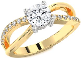 Diamond White Yellow Gold Round Solitaire Engagement Ring