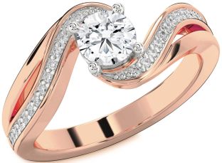 Diamond White Rose Gold Round Solitaire Engagement Ring