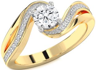 Diamond White Yellow Gold Round Solitaire Engagement Ring