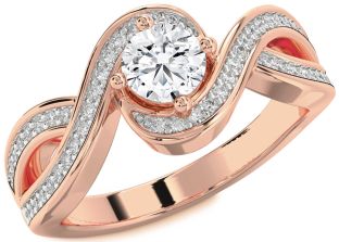 Diamond Rose Gold Infinity Round Solitaire Pave Engagement Ring