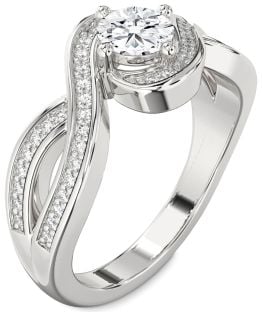 Diamond White Gold Infinity Round Solitaire Pave Engagement Ring