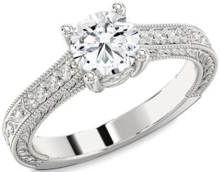 Diamond White Gold Round Vintage Engagement Ring