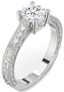 Diamond Platinum Round Vintage Engagement Ring