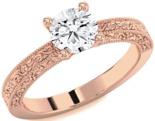 Diamond Rose Gold Round Vintage Engagement Ring