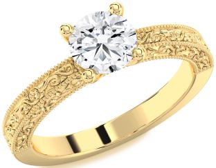 Diamond Gold Round Vintage Engagement Ring