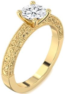 Diamond Gold Round Vintage Engagement Ring