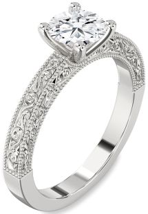 Diamond Platinum Round Vintage Engagement Ring
