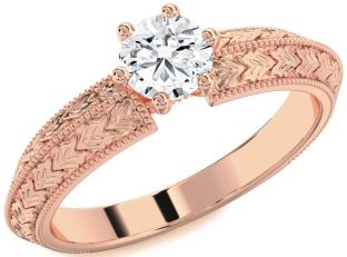 Diamond Rose Gold Round Vintage Engagement Ring