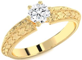 Diamond Gold Round Vintage Engagement Ring